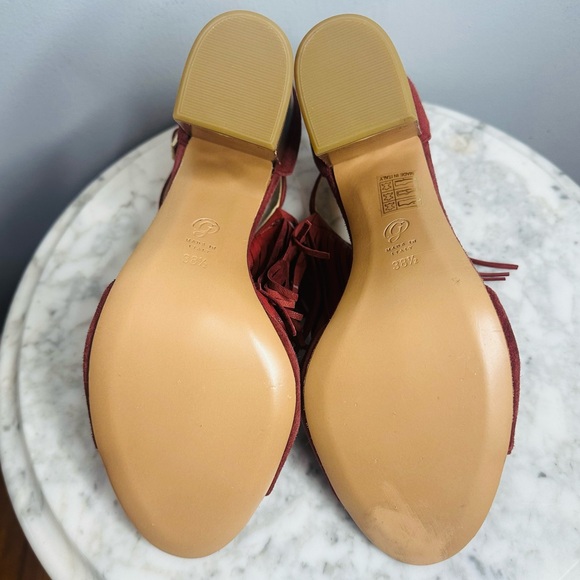 M. Gemi Serata Suede Fringe Block Heels in Wine - Picture 8 of 9